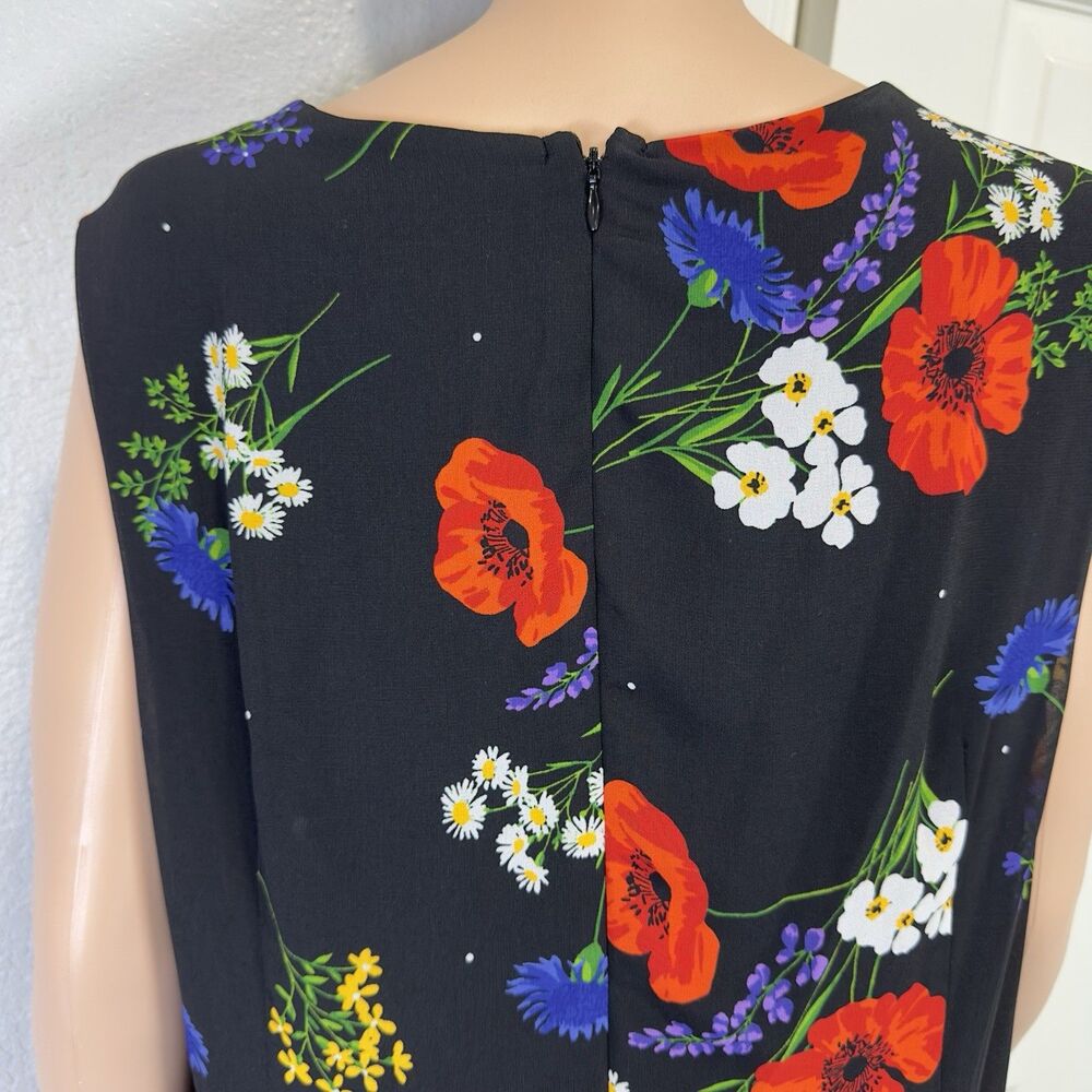 CALVIN KLEIN Women's Asymmetrical Hem Floral Printed Chiffon Midi Dress 16W - Picture 7 of 10